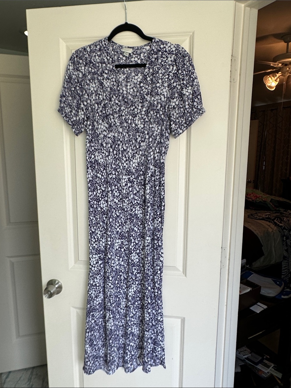 a new day Blue and White Floral Short-Sleeve Maxi Dress